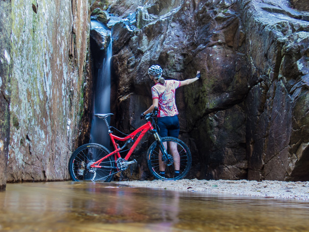 Chilling at Tasty Trout Falls; it's not all about the trails, it's where they take you.
